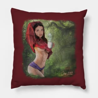 Girl in the jungle with coffe Pillow