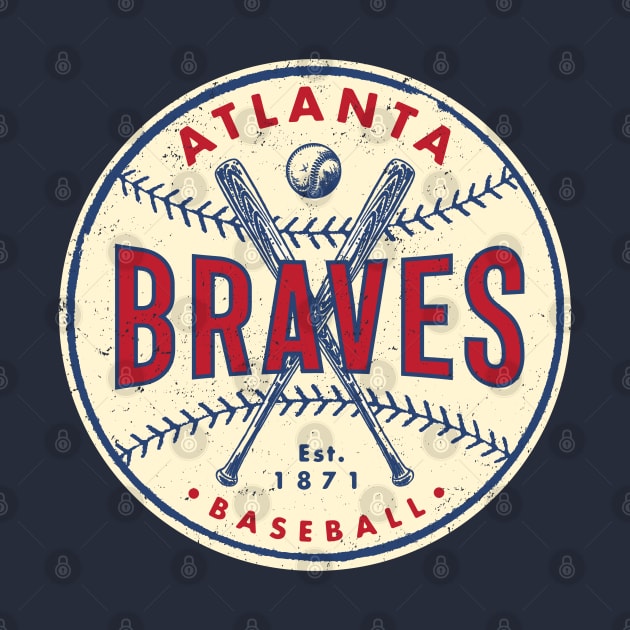 Atlanta Braves Bats & Ball by Buck Tee Original by Buck Tee