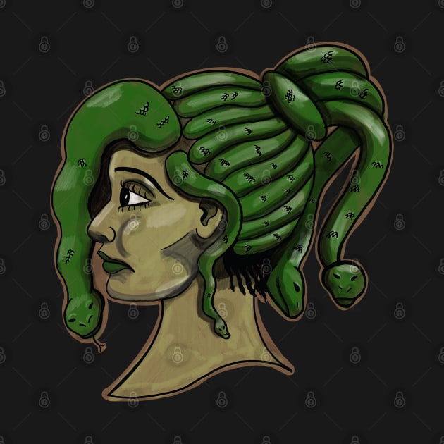 Medusa Ladyhead Tattoo Style by CozyEasel