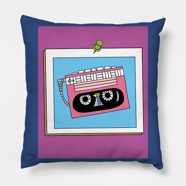 Old Colorful Stylish Retro Music Radios Pillow by flofin