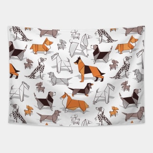 Origami doggie friends // pattern // white background Tapestry