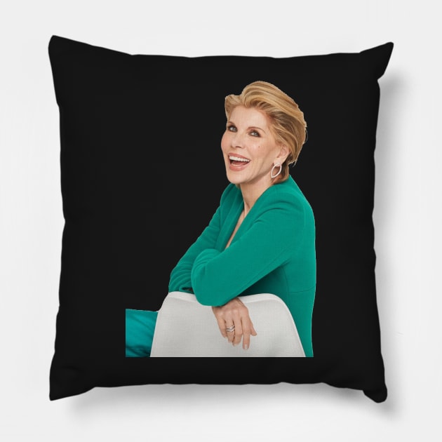 Christine Baranski Laughing in Sea Green Pillow by baranskini