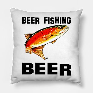 Beer Fishing Fish Yellowstone Cutthroat Trout Rocky Mountains Gift Dad Father Husband Fisherman Love Fly Jackie Carpenter Pillow