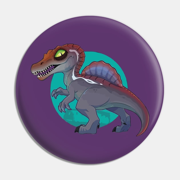 Daring Spinosaurus: Illustration Design Pin by WorldDinosaurs