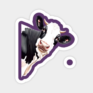 Cartoon Style Black And White Dairy Cow Magnet