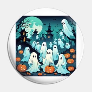 Halloween Ghosts in the Haunted Graveyard Pin