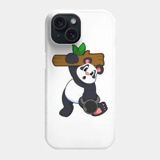 Panda with Wood at Strength training Phone Case