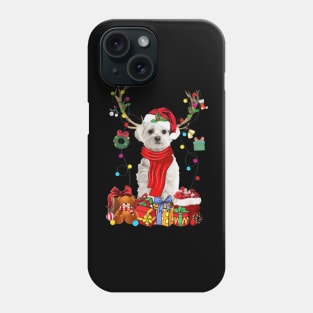 White Maltese Reindeer Santa Christmas Color Lights Phone Case