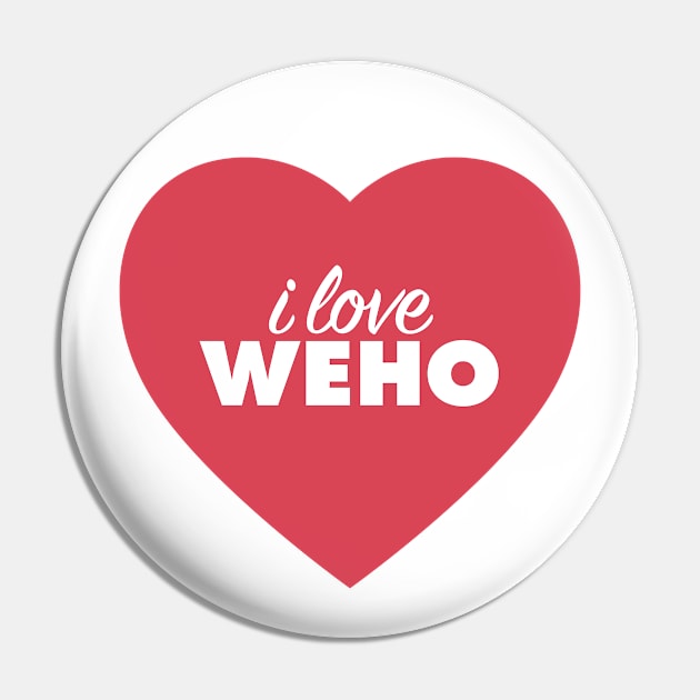 I Love WEHO (West Hollywood) In Red Heart Pin by modeoftravel