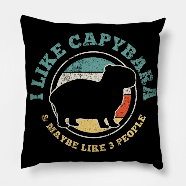 Capybara Introvert Retro Vintage Pillow by KAWAIITEE