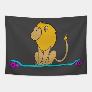 Longboarding Lion Tapestry