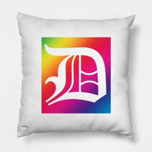 Rainbow White Letter D Pillow