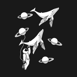 Astronaut meets flying whales T-Shirt