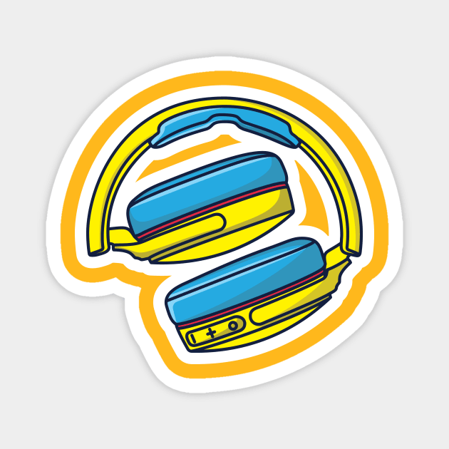 Music Headphone Device Sticker vector illustration. Sports and recreation or technology object icon concept. Wireless headphone for games and music sticker design logo. Magnet by AlviStudio