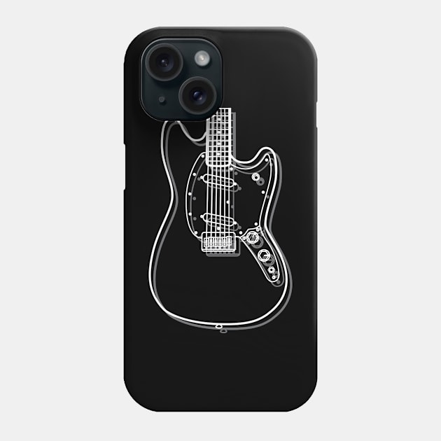 M-Style Offset Style Electric Guitar Body Outline Dark Theme Phone Case by nightsworthy