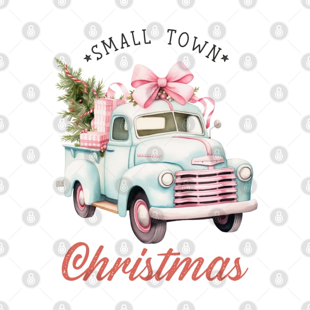 Small Town Christmas Car with Gifts and Christmas Tree by JDVNart