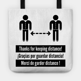 Thanks for keeping distance! (Corona Virus / Multilingual / Black) Tote