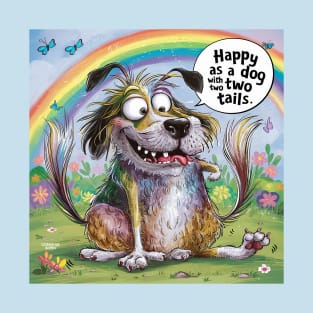 Happy as a dog with two tales T-Shirt