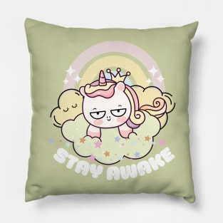 Stay Awake Funny Unicorn Pillow