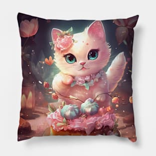 Cute Dessert Kitty Pillow