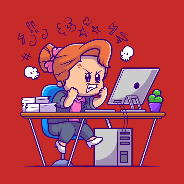 Angry Girl Working On Computer Cartoon by Catalyst Labs