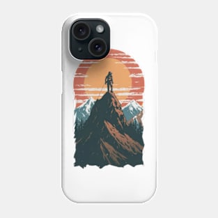 A lone mountaineer scaling a towering peak,adventure Phone Case