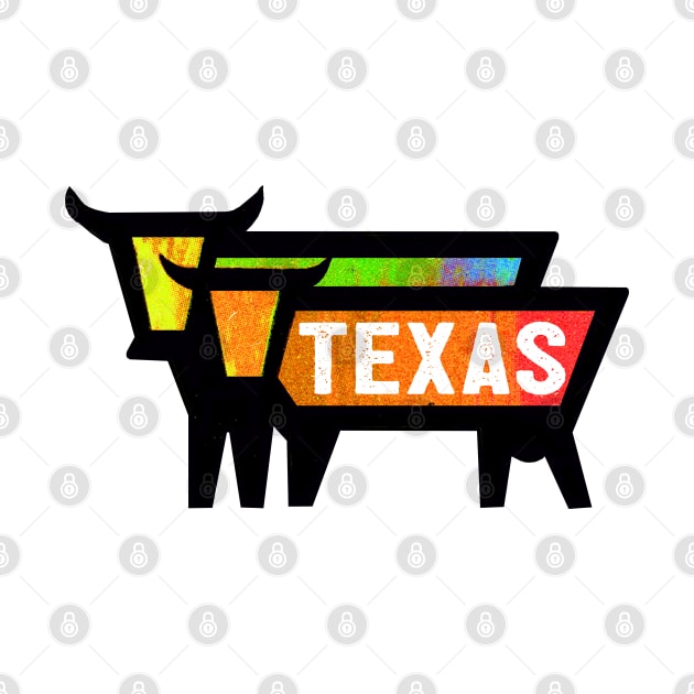 Texas Travel Vintage Cows Bulls Dallas Houston San Antonio Laredo Fort Worth Austin by TravelTime