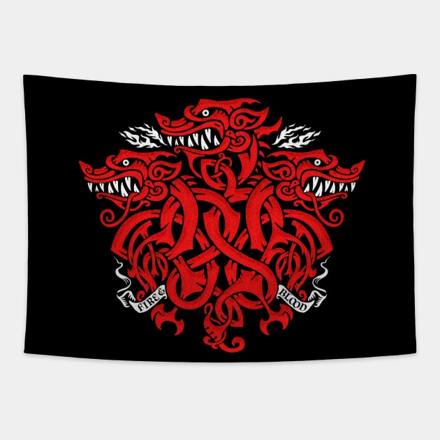 Triple-headed dragon knot Tapestry by Narwen