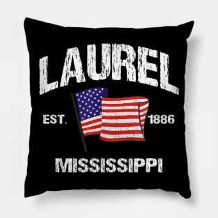 Laurel Mississippi MS USA Stars & Stripes Vintage Style Pillow