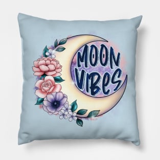 Moon vibes, floral moon design Pillow