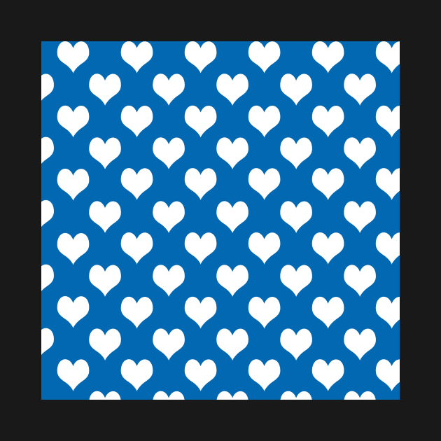 Bright Blue and White Heart Pattern by Rhubarb Myrtle