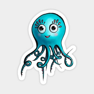 Cute Octopus - Happy Blue Sea Creature Magnet