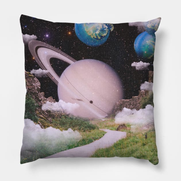 Surreal Cosmic Garden Pillow by RiddhiShah