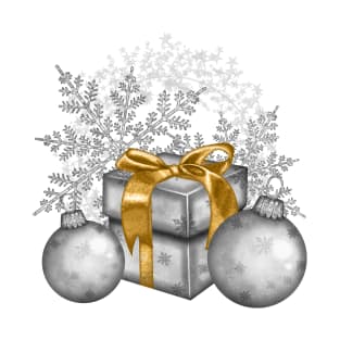 Gift with Silver Christmas Balls T-Shirt