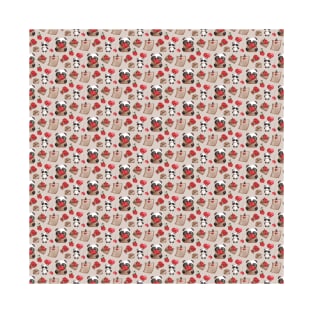 Valentine's Day Cute Panda Bear Pattern T-Shirt