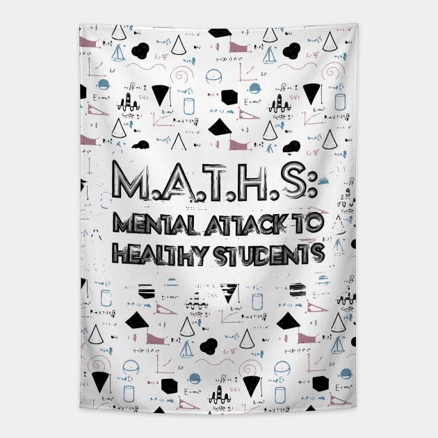 Fasbytes Back to School black 'Maths: Mental Attack to Healthy Students' Tapestry by FasBytes