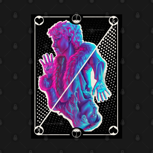 Neon Klaus - Hello Goodbye Playing card by HannahPalmerArt