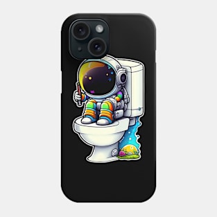 Colorful Astronaut on Toilet Sticker #3 Phone Case