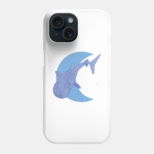 Whale Shark Crescent Moon - Blue Phone Case