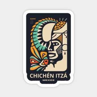 A Vintage Travel Art of Chichén Itzá - Mexico Magnet