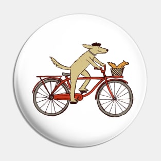 Cycling Dog with Squirrel Friend | Whimsical Animal Art Pin