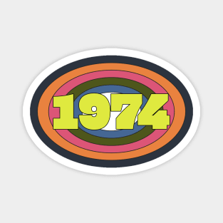 Yellow Year 1974 Rainbow Ellipse Vintage Typography Magnet