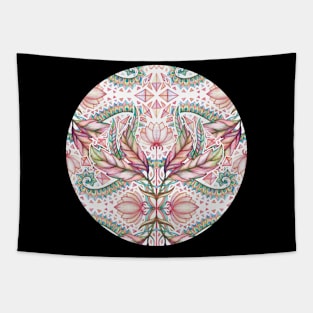 Lily, Leaf & Triangle Pattern - multi-color version Tapestry