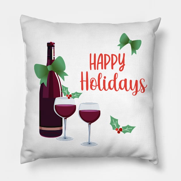 Happy Holidays with Wine Pillow by SWON Design