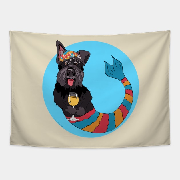 Lucy the Scottie Mermutt Tapestry by abrushwithhumor