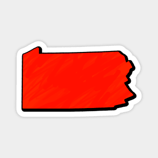 Bright Red Pennsylvania Outline Magnet