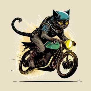 Black Cat Female Biker T-Shirt