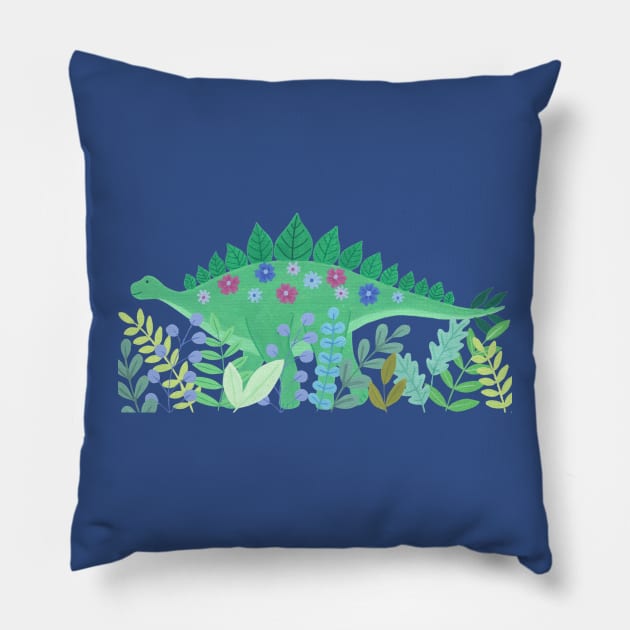 Floral dinosaur Pillow by NashTheArtist