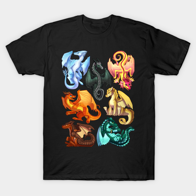 Wings of Fire: Jade Winglet Dragons - Moonwatcher, Winter, Qibli, Turtle, Kinkajou, Umber, Peril, - Wings Of Fire - T-Shirt