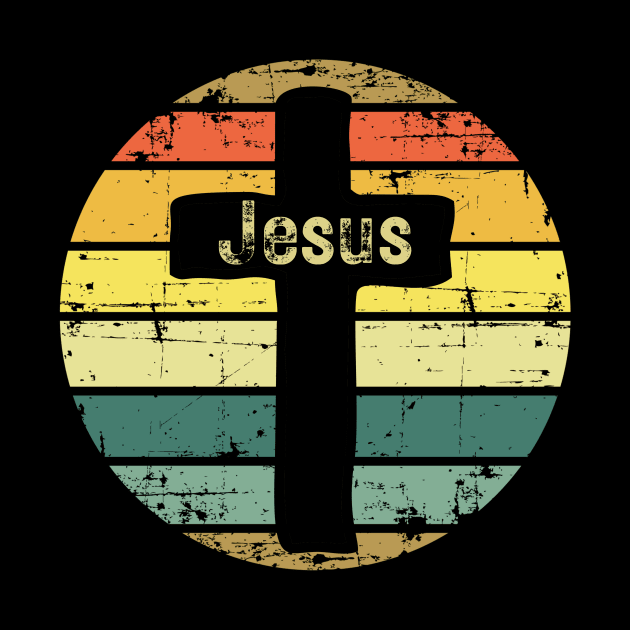 Jesus (vintage retro sunset) Cross by Jedidiah Sousa